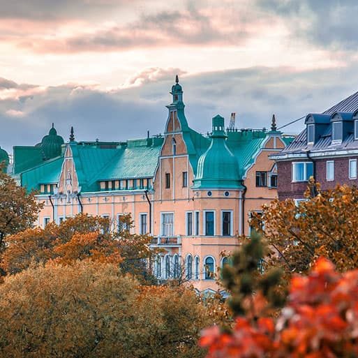 Helsinki city view during autumn